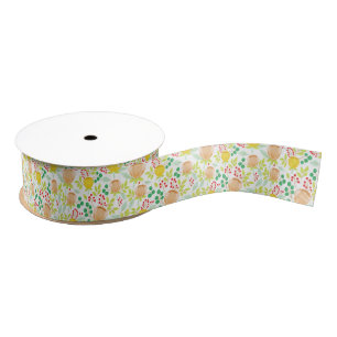 Bläschen Peach Spring Floral Meadow Ripsband