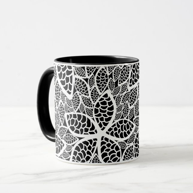 Bläschen Schwarz-weiß Tasse (Vorderseite Links)