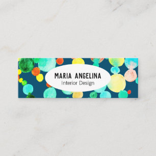 Bläschen Wasserfarbenfelder & Punkte blaue grüne K Mini Visitenkarte