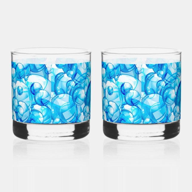 Bläschen Wasserthema Set von 2 Drink Brillen Whiskyglas (Rechts)
