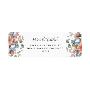 Bläschige Blütenpfirsich, blaue Rücksendeadresse