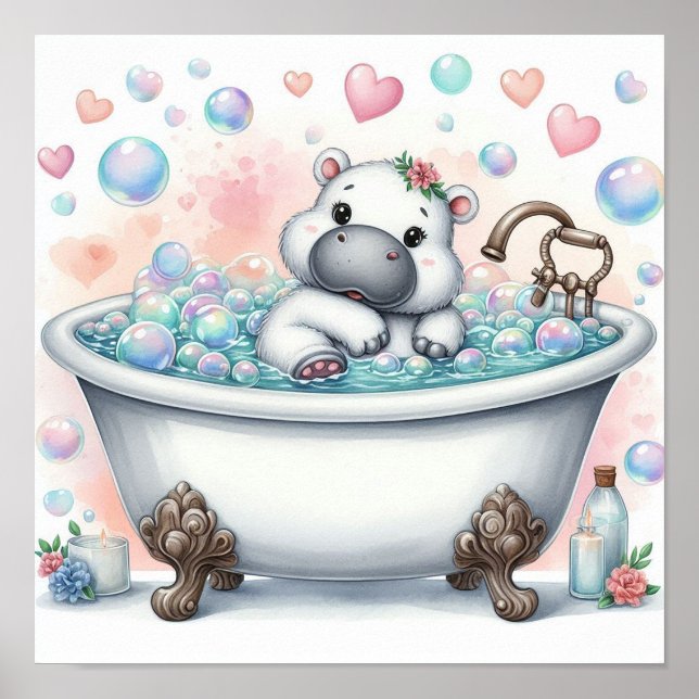 Blase Bath Hippo Poster (Vorne)