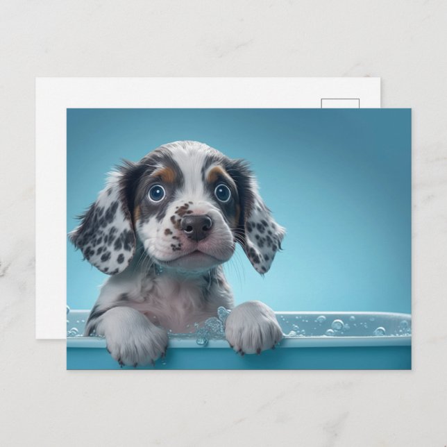 Blase Bath Tub Pup Postkarte (Vorne/Hinten)