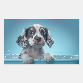 Blase Bath Tub Pup Rechteckiger Aufkleber