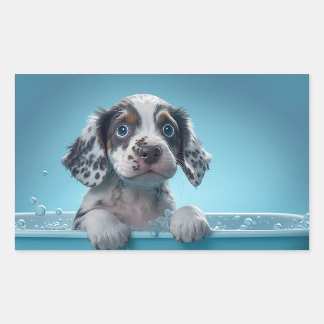 Blase Bath Tub Pup Rechteckiger Aufkleber (Vorderseite)