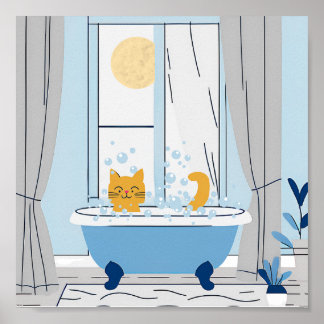 Blase Bathtime für Kitty Poster