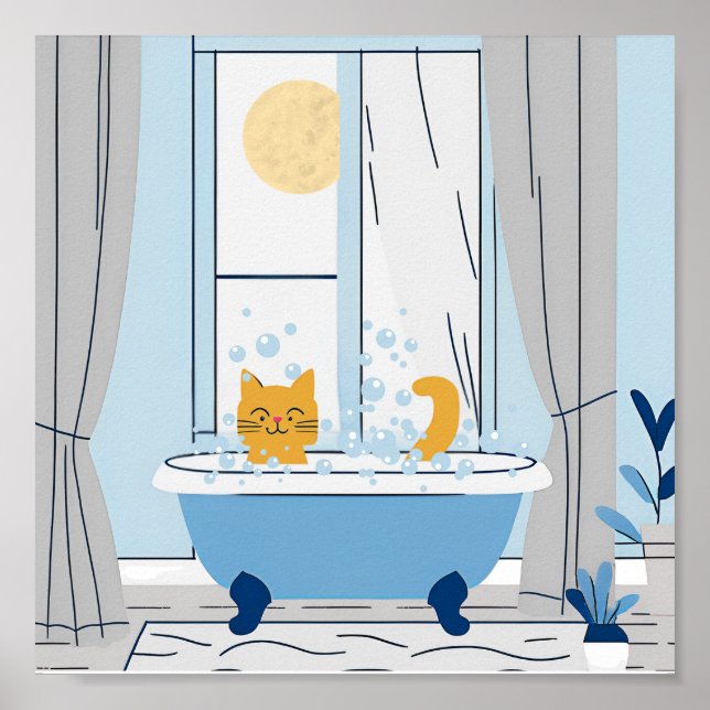 Blase Bathtime für Kitty Poster (Vorne)