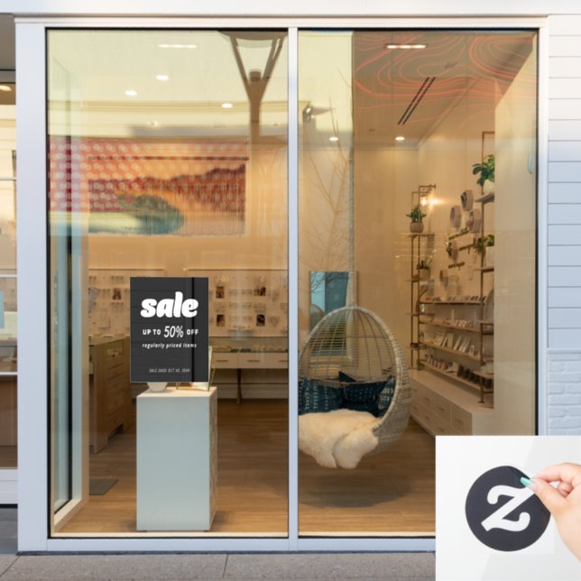 Blase Classic Retro Black Sale im Einzelhandel Fensteraufkleber (Schaufenster)