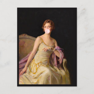 Blase Gum Diva in gelbem Kleid Postkarte