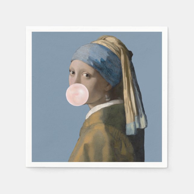 Blase Gum Diva mit Perlenohrring Serviette (Vorderseite)