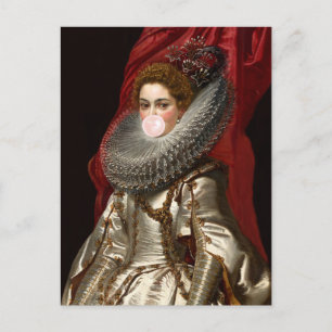 Blase Gum Diva mit Spitzen Ruff Postkarte