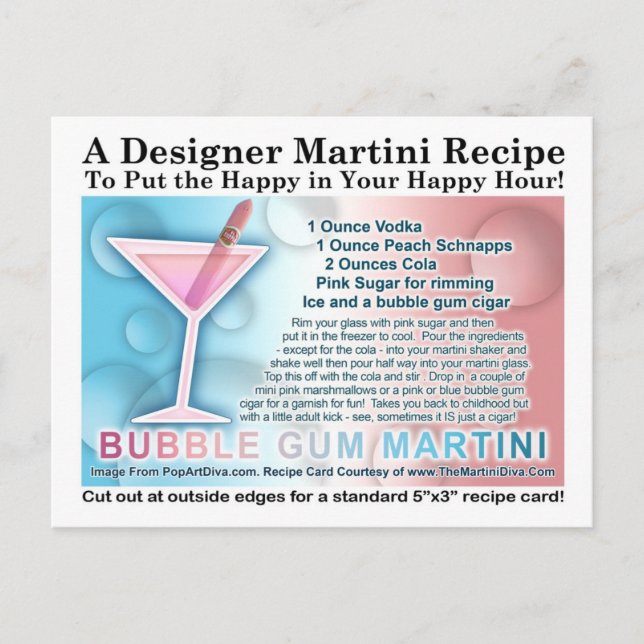 Blase Gum Martini Opt One Rezept Card Postkarte (Vorderseite)