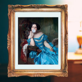 Blase Gummi Diva in blauem Satin Poster