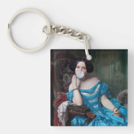 Blase Gummi Diva in blauem Satin Schlüsselanhänger