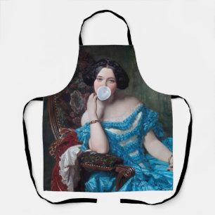 Blase Gummi Diva in blauem Satin Schürze