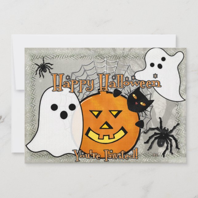 Blase im nächtlichen Halloween Einladung (Vorderseite)