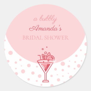 Blase in Rosa: Hübsche elegante lustige Hochzeitsd Runder Aufkleber