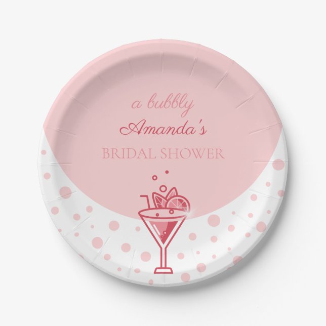 Blase in Rosa: Hübsches Elegance Fun Brautparty Pappteller (Vorderseite)