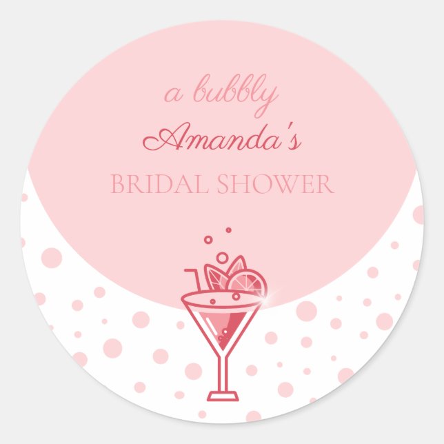 Blase in Rosa: Hübsches Elegance Fun Brautparty Runder Aufkleber (Vorderseite)