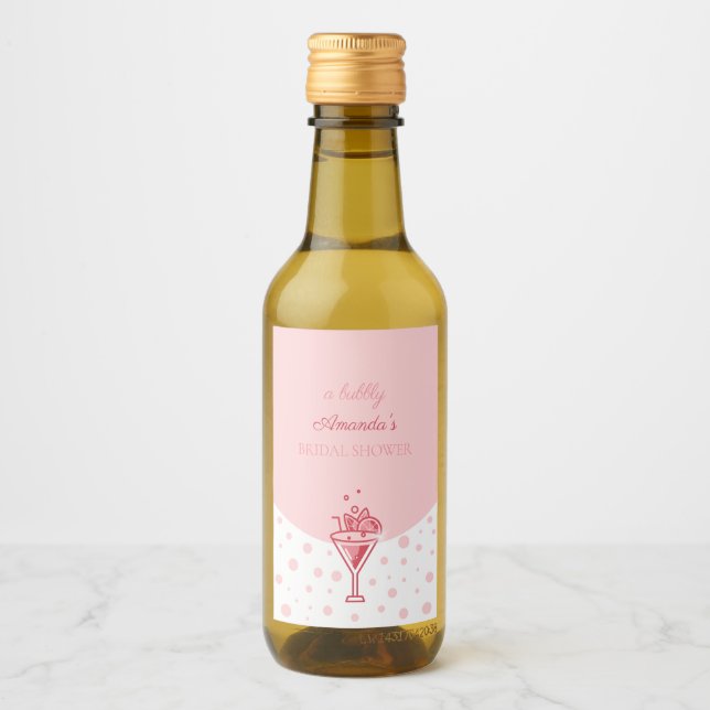 Blase in Rosa: Hübsches Elegance Fun Brautparty Weinetikett (Vorderseite)