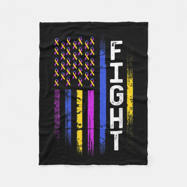 Blase Krebs Flag Lila Gelbe blaue Ribbon Awar Fleecedecke (Vorderseite)
