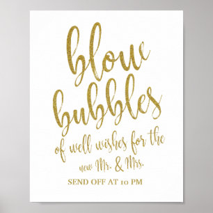 Blasen Abschied Gold Glitter 8x10 Hochzeitsschild Poster