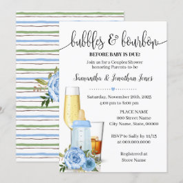 Blasen & Bourbon vor Baby Due Blue Baby Dusche Einladung