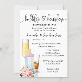 Blasen & Bourbon vor Baby Due Pink Baby Dusche Einladung