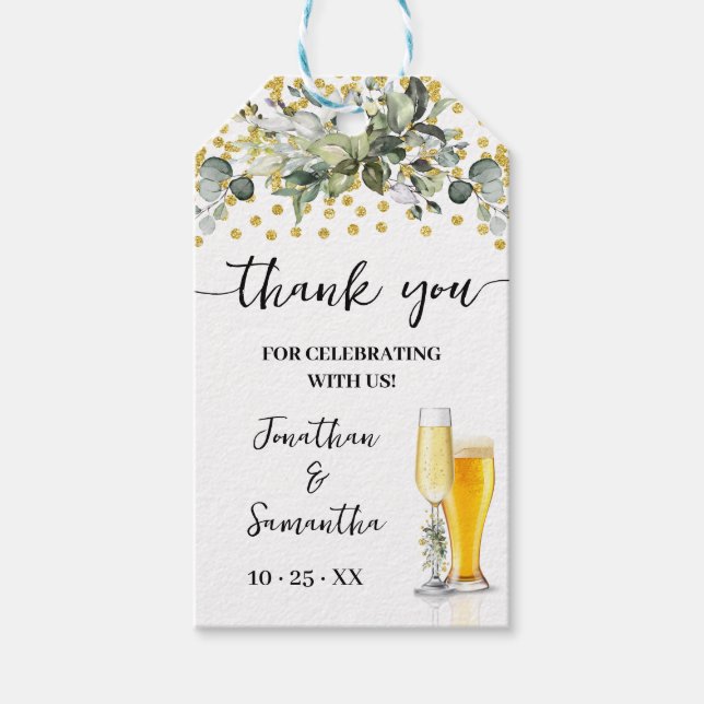 Blasen & Brews Eukalyptus Gold Vielen Dank Geschenkanhänger (Vorderseite)