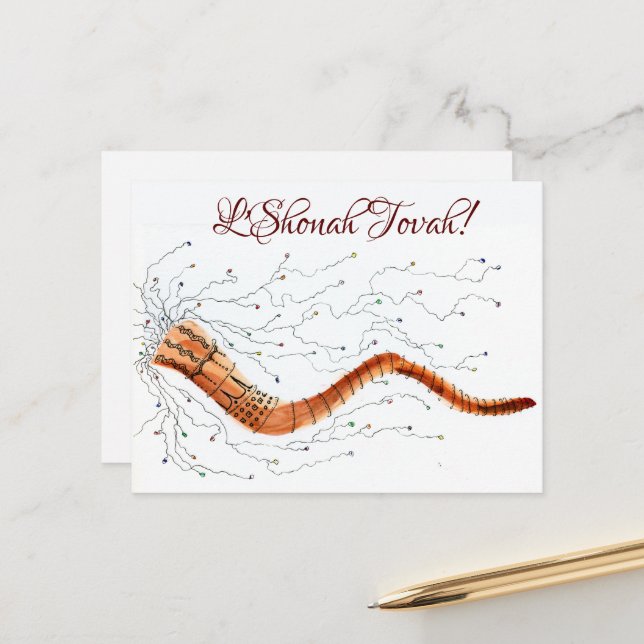Blasen des Shofar Postkarte (Vorderseite/Rückseite Beispiel)