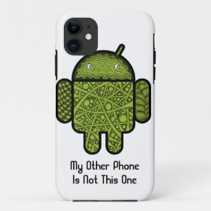 Blasen Doodle-Zeichen für den Android™-Roboter iPhone 11 Hülle