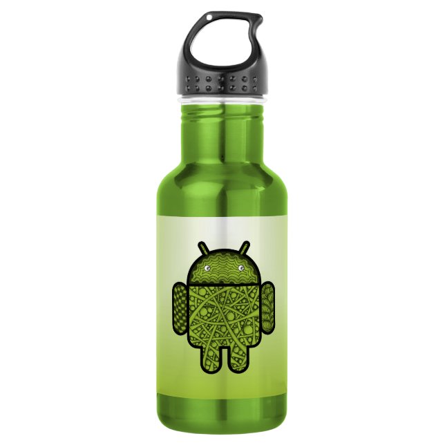 Blasen Doodle-Zeichen für den Android™-Roboter Edelstahlflasche (Vorderseite)
