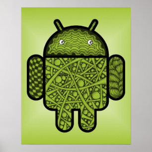 Blasen Doodle-Zeichen für den Android™-Roboter Poster
