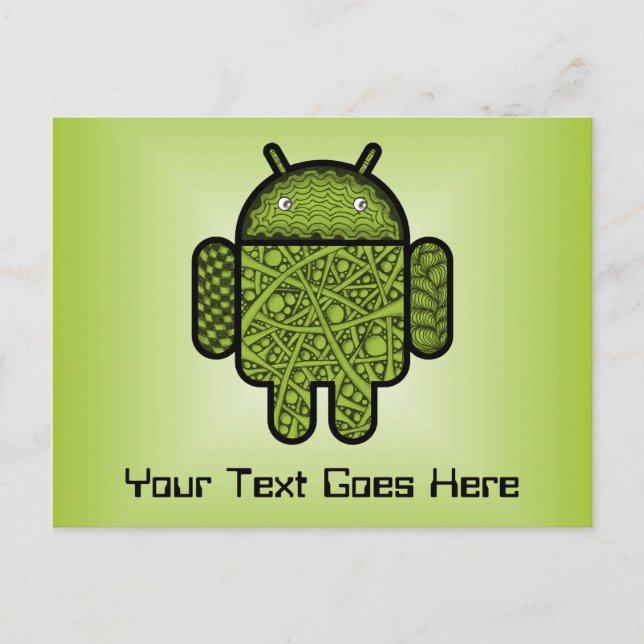Blasen Doodle-Zeichen für den Android™-Roboter Postkarte (Vorderseite)