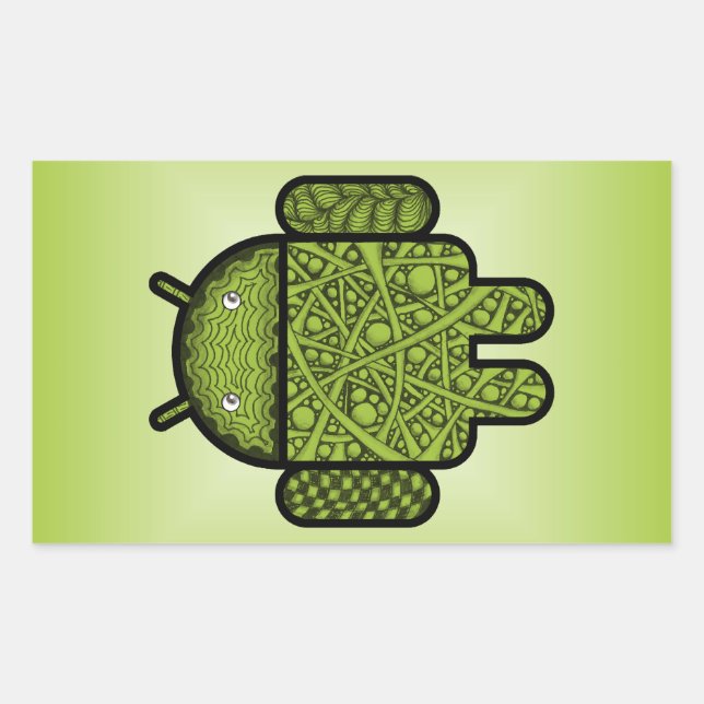 Blasen Doodle-Zeichen für den Android™-Roboter Rechteckiger Aufkleber (Vorderseite)