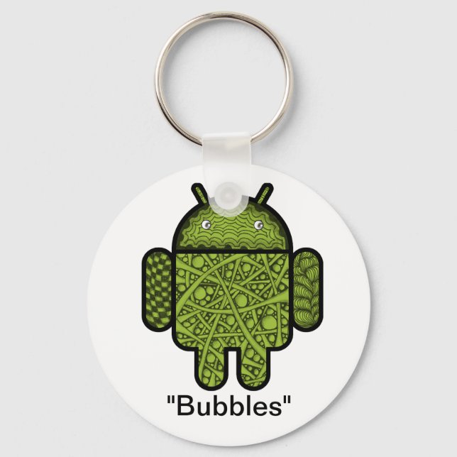 Blasen Doodle-Zeichen für den Android™-Roboter Schlüsselanhänger (Vorderseite)