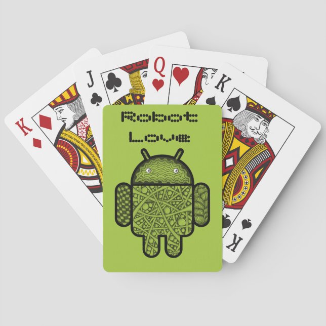 Blasen Doodle-Zeichen für den Android™-Roboter Spielkarten (Rückseite)