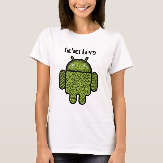 Blasen Doodle-Zeichen für den Android™-Roboter T-Shirt (Vorderseite)