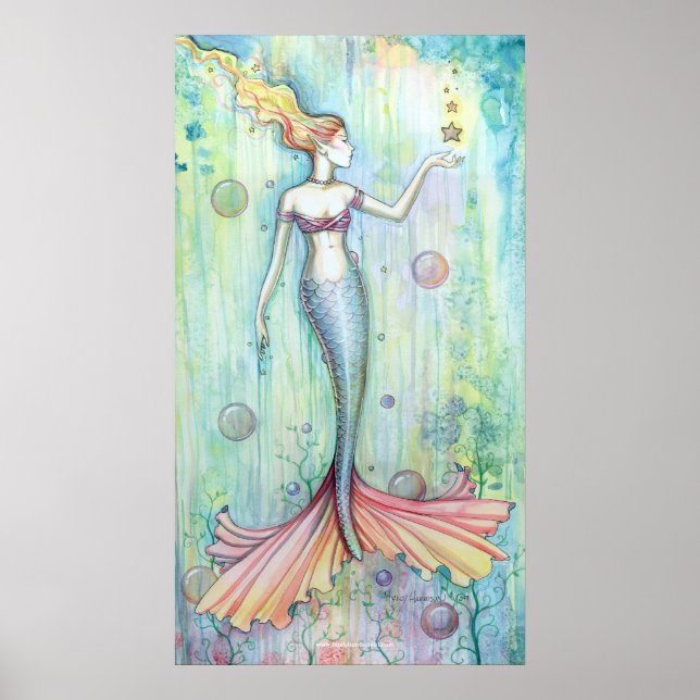 Blasen Farbe Mermaid Poster drucken (Vorne)