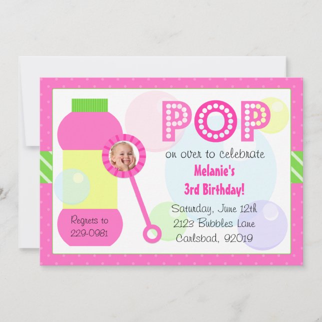 Blasen-Geburtstags-Party Einladung (Vorderseite)