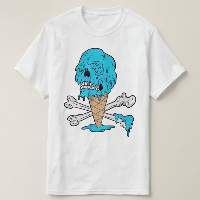 Blasen-Kaugummi-Eiscreme-Treibschädel T-Shirt (Design vorne)