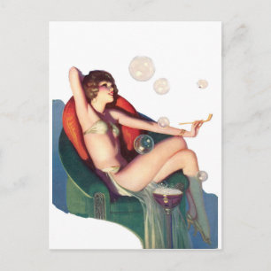 Blasen mit klassischem Button Postkarte