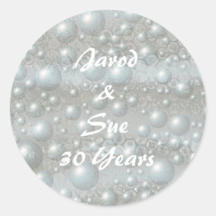 Blasen Perlen Silver Blue Anniversary Stickers