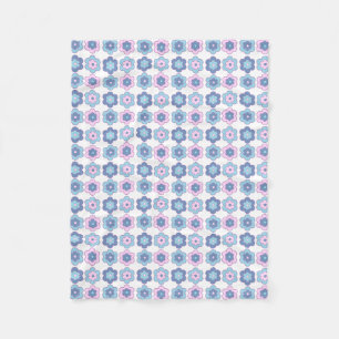 Blasen-Retro-Blumen (blau und rosa) Muster Fleecedecke