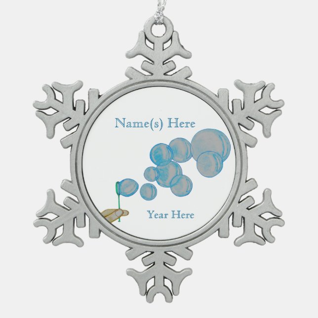 Blasen Schneeflocken Zinn-Ornament (Vorderseite)