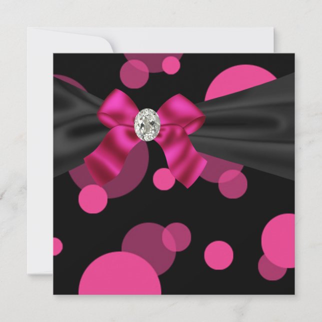 Blasen Schwarze Krawatte Party Rosa Schwarzes Part Einladung (Vorderseite)