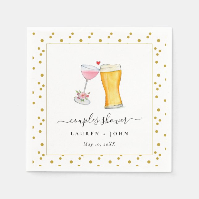 Blasen und Brautpaare duschen Napkins Serviette (Vorderseite)