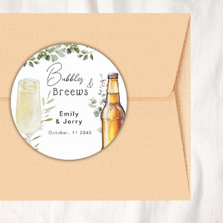 Blasen und Brühe Eukalyptus Couple Dusche Party Runder Aufkleber