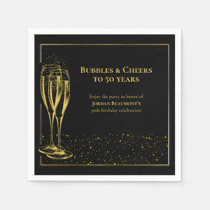 Blasen und Cheers Black Gold 50. Geburtstagsparty Serviette