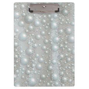 Blasen und Perlen Silver Blue White Clipboard Klemmbrett